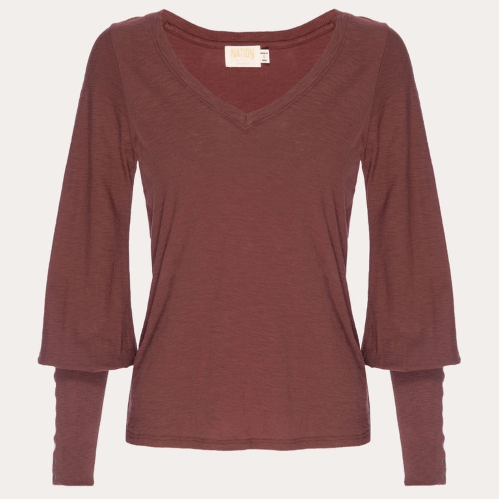 NATION Ltd brand Renata long sleeve shirt Sz Small,  perfect condition, Burgundy
